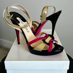 Luciano Padovan Open-Toe Strappy Patent Heel Sz 40